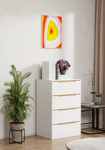 VCM NORDIC Malira XL Kommode, m. 4 Schubladen - wei/natur