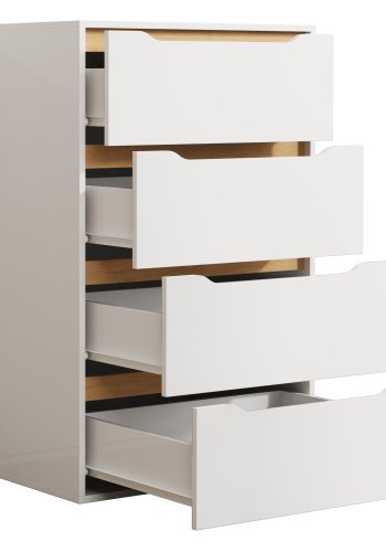 VCM NORDIC Malira XL Kommode, m. 4 Schubladen - wei/natur