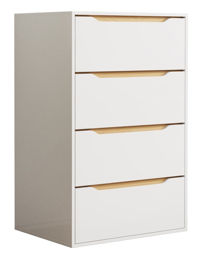 VCM NORDIC Malira XL Kommode, m. 4 Schubladen - wei/natur