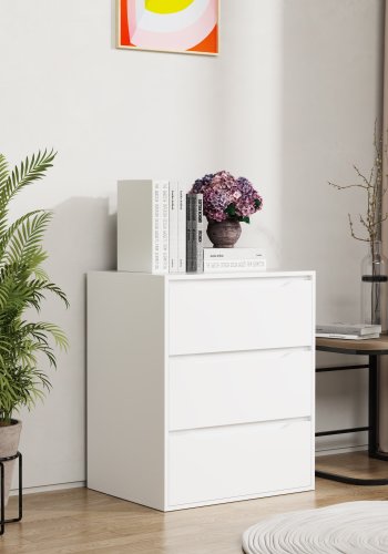 VCM NORDIC Malira L Kommode, m. 3 Schubladen - Holz weiß