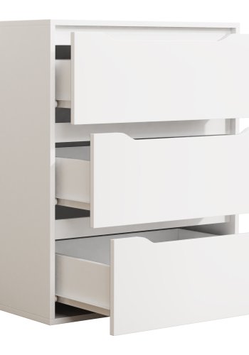 VCM NORDIC Malira L Kommode, m. 3 Schubladen - Holz weiß