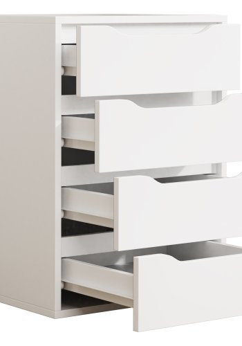 VCM NORDIC Malira M Nachttisch, m. 4 Schubladen - Holz weiß (46x42)