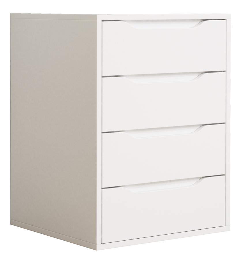 VCM NORDIC Malira M Nachttisch, m. 4 Schubladen - Holz weiß (46x42)