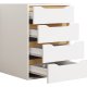 VCM NORDIC Malira M Nachttisch, m. 4 Schubladen - Weiß/Naturholz (46x42)