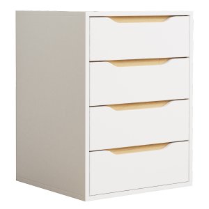 VCM NORDIC Malira M sengebord, m. 4 skuffer - hvid/natur tr (46x42)