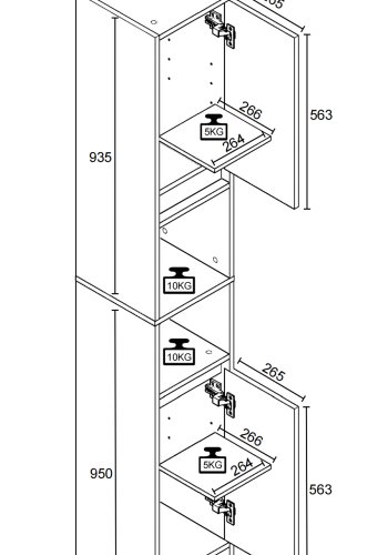 VCM NORDIC Malira Badezimmerschrank Hoch, mit 2 Türen und 3 Einlegeböden - Weiß/Natur-Melamin