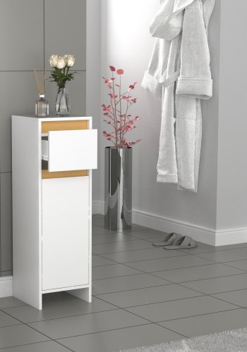 VCM NORDIC Malira baderomsskap Midi, m. 1 dr, 1 skuff, 1 hylle - hvit/naturlig melamin