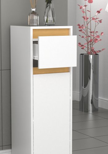 VCM NORDIC Malira baderomsskap Midi, m. 1 dr, 1 skuff, 1 hylle - hvit/naturlig melamin