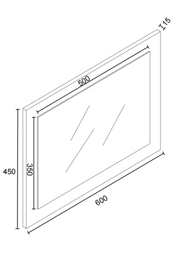 VCM NORDIC Malira Badezimmerspiegel, rechteckig – Spiegelglas und weißes Holz (45x60)