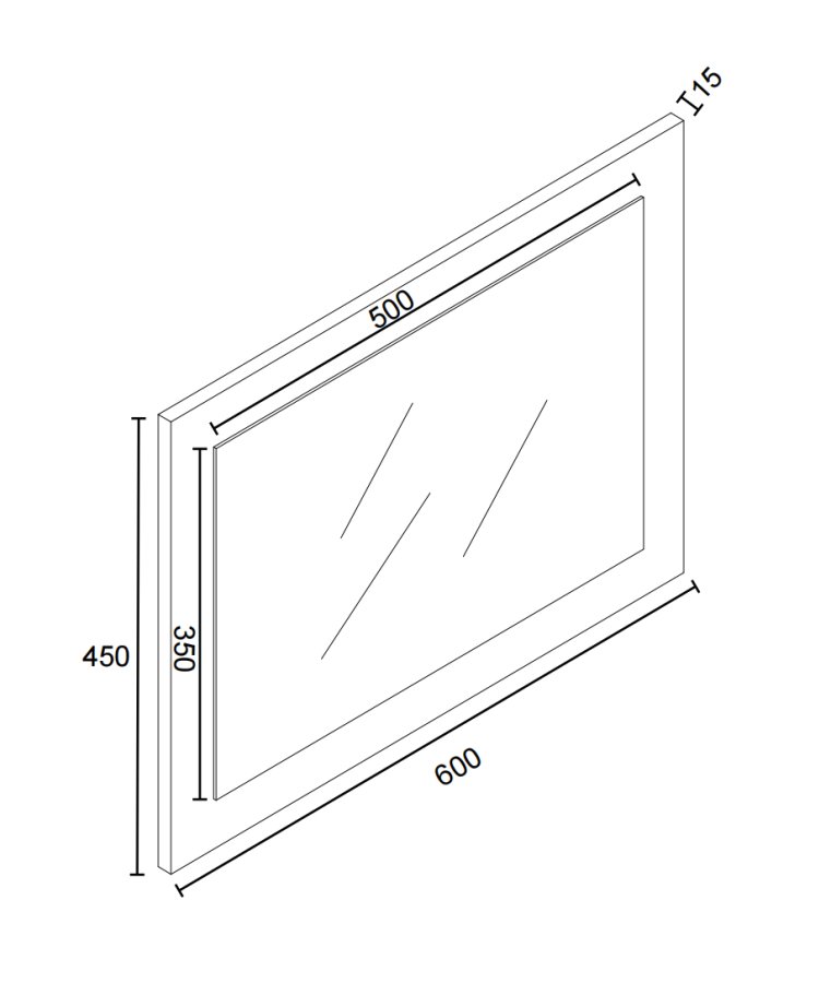VCM NORDIC Malira Badezimmerspiegel, rechteckig – Spiegelglas und weißes Holz (45x60)