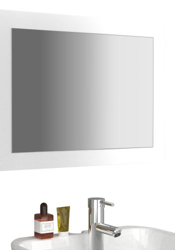 VCM NORDIC Malira Badezimmerspiegel, rechteckig – Spiegelglas und weißes Holz (45x60)