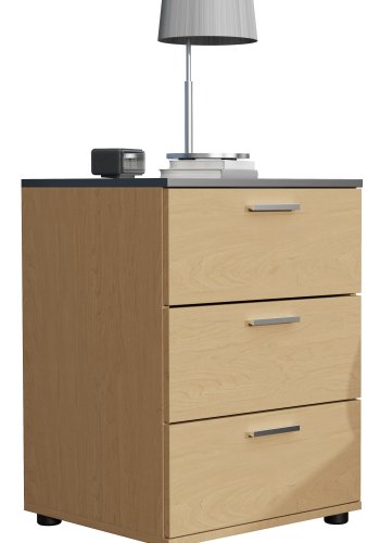 VCM NORDIC Testalo nattbord, med 3 skuffer - naturlig/antrasittgr tre (46x42)