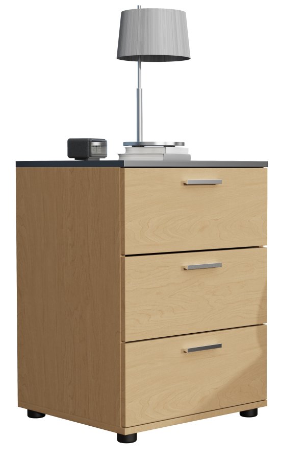 VCM NORDIC Testalo nattbord, med 3 skuffer - naturlig/antrasittgr tre (46x42)