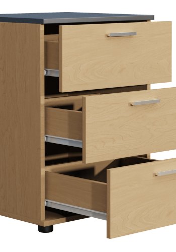 VCM NORDIC Testalo nattbord, med 3 skuffer - naturlig/antrasittgr tre (46x42)