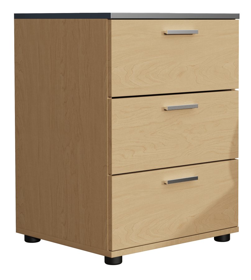 VCM NORDIC Testalo nattbord, med 3 skuffer - naturlig/antrasittgr tre (46x42)