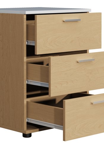 VCM NORDIC Testalo Nachttisch, m. 3 Schubladen - Natur/Weiß Holz (46x42)