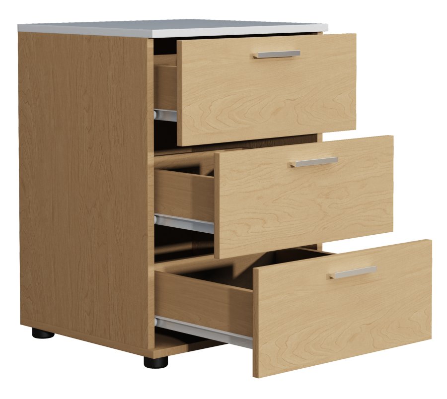 VCM NORDIC Testalo Nachttisch, m. 3 Schubladen - Natur/Weiß Holz (46x42)