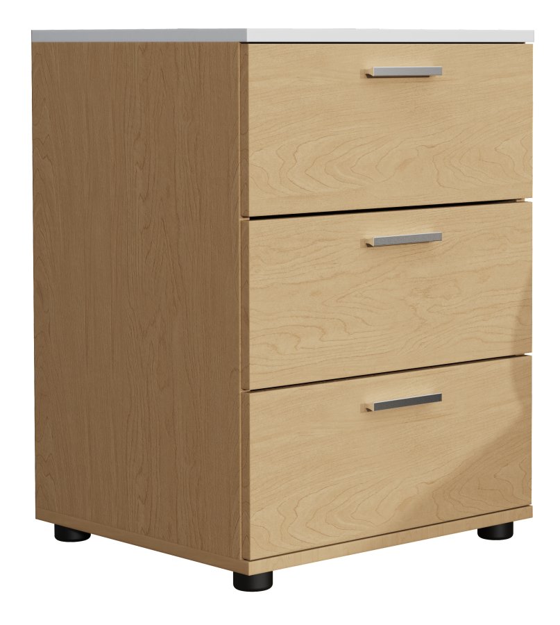 VCM NORDIC Testalo Nachttisch, m. 3 Schubladen - Natur/Weiß Holz (46x42)