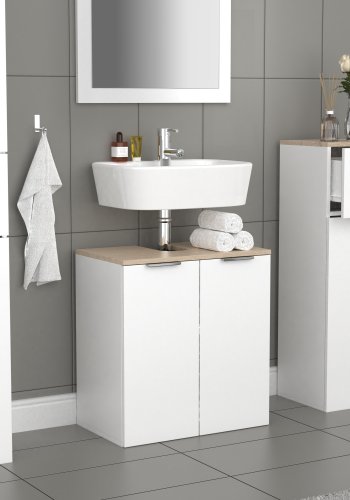 VCM NORDIC Donali baderomsunderskap for servant, m. 2 drer - hvit/naturlig melamin