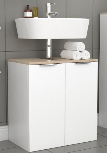 VCM NORDIC Donali baderomsunderskap for servant, m. 2 drer - hvit/naturlig melamin