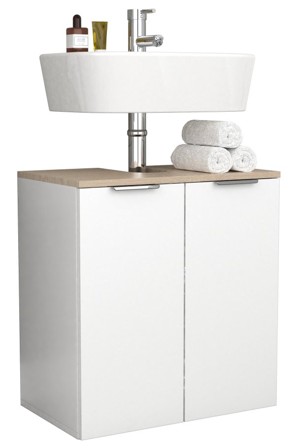 VCM NORDIC Donali baderomsunderskap for servant, m. 2 drer - hvit/naturlig melamin