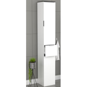 VCM NORDIC Donali badevrelseskab Hj, m. 2 lger, 1 skuffe, 3 hylder - hvid/sort melamin