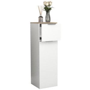 VCM NORDIC Donali badevrelseskab Midi, m. 1 lge, 1 skuffe, 1 hylde - hvid/natur melamin