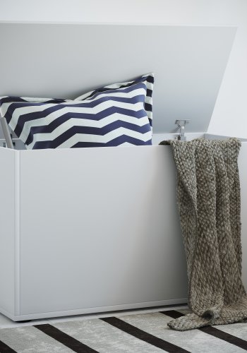 VCM NORDIC Bendola oppbevaringsboks, m. lokk, rektangulrt - hvitt tre (82x44)