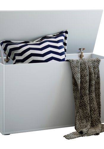 VCM NORDIC Bendola oppbevaringsboks, m. lokk, rektangulrt - hvitt tre (82x44)