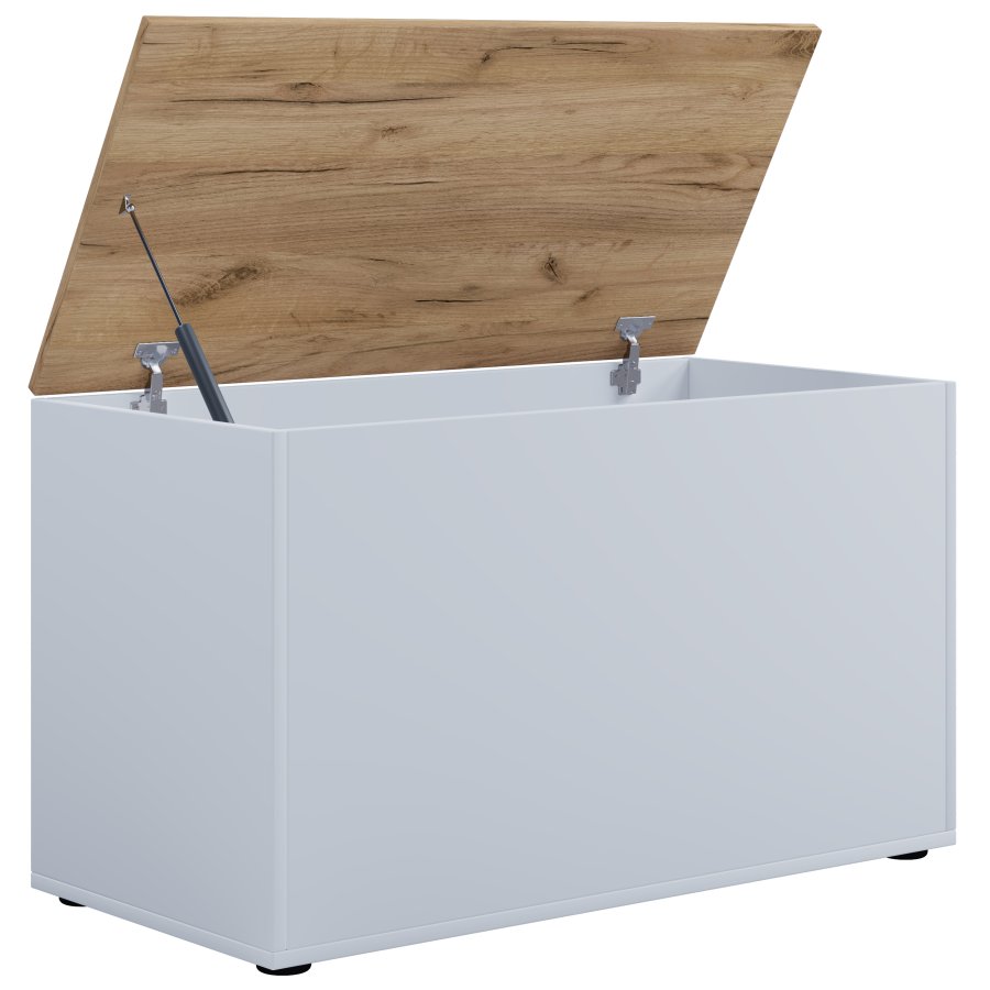 VCM NORDIC Bendola Aufbewahrungsbox, m. Deckel, rechteckig - weiß/naturholz (82x44)