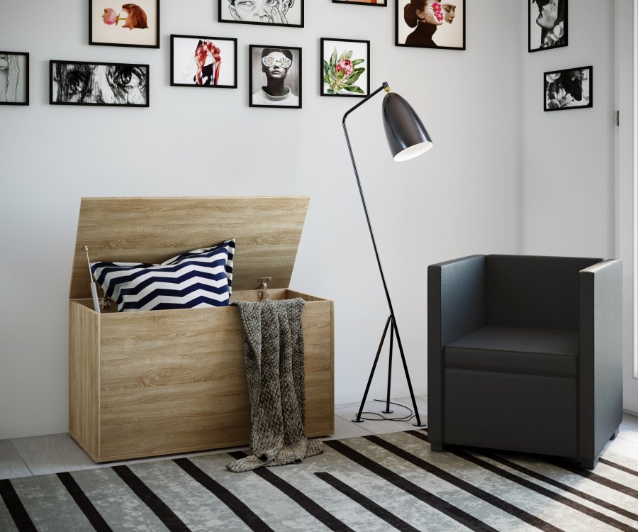 VCM NORDIC Bendola opbevaringskasse, m. lg, rektangulr - natur tr (82x44)