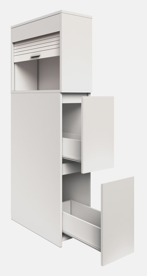 VCM NORDIC Tasalo romdeler baderomsskap, m. 1 rulledr, 2 skuffer - hvitt tre