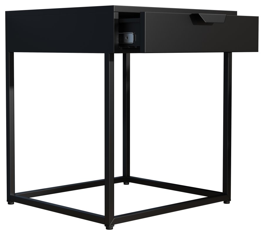 VCM NORDIC Flokas S Nachttisch, m. 1 Schublade - schwarzes Metall (43x41)