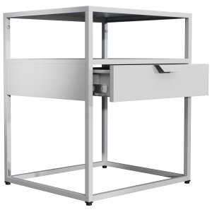 VCM NORDIC Flokas M sengebord, m. 1 bent rum og 1 skuffe - hvid metal (45x40)