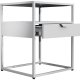 VCM NORDIC Flokas M Nachttisch, m. 1 offenem Fach und 1 Schublade - Weißmetall (45x40)