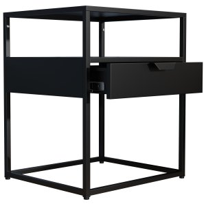 VCM NORDIC Flokas M sengebord, m. 1 bent rum og 1 skuffe - sort metal (45x40)