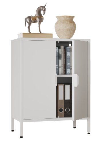 VCM NORDIC Flokas S Schrank, m. 2 Türen und 1 Einlegeboden - Stahl weiß