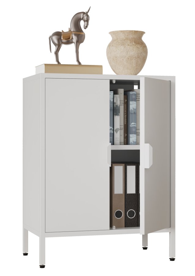 VCM NORDIC Flokas S Schrank, m. 2 Türen und 1 Einlegeboden - Stahl weiß