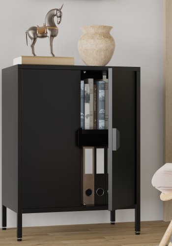 VCM NORDIC Flokas S Schrank, m. 2 Türen und 1 Einlegeboden - schwarzer Stahl