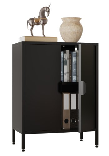 VCM NORDIC Flokas S Schrank, m. 2 Türen und 1 Einlegeboden - schwarzer Stahl