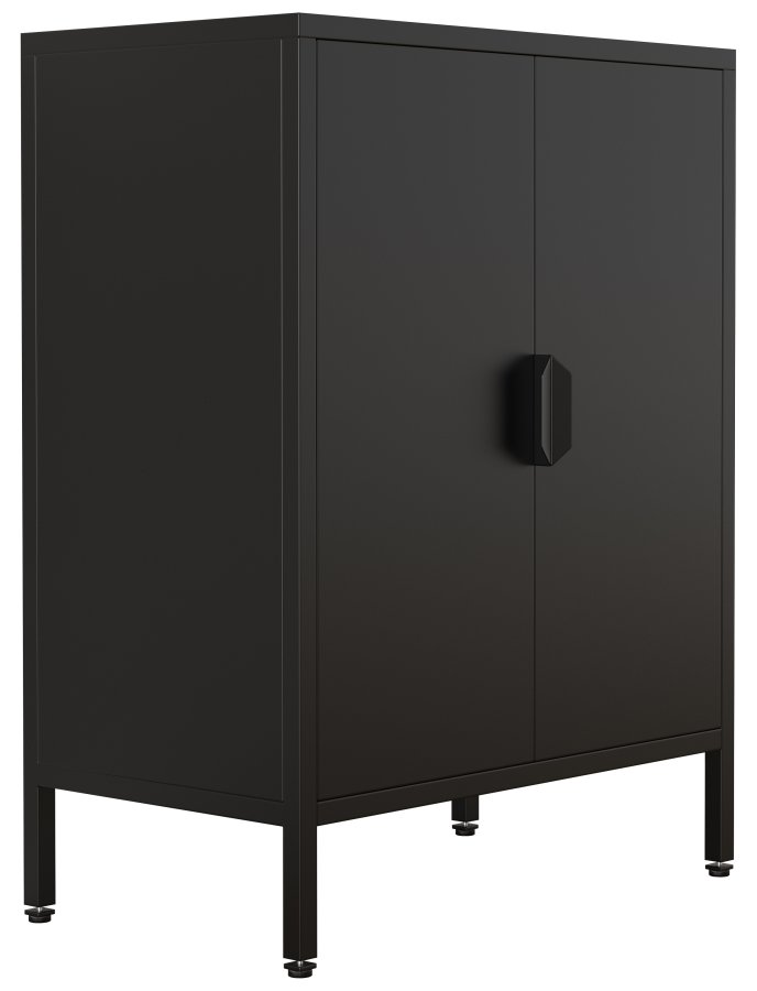 VCM NORDIC Flokas S Schrank, m. 2 Türen und 1 Einlegeboden - schwarzer Stahl
