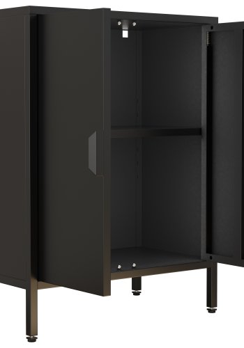 VCM NORDIC Flokas S Schrank, m. 2 Türen und 1 Einlegeboden - schwarzer Stahl