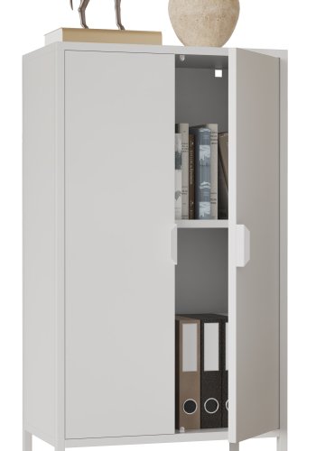 VCM NORDIC Flokas M Schrank, m. 2 Türen und 1 Einlegeboden - Stahl weiß