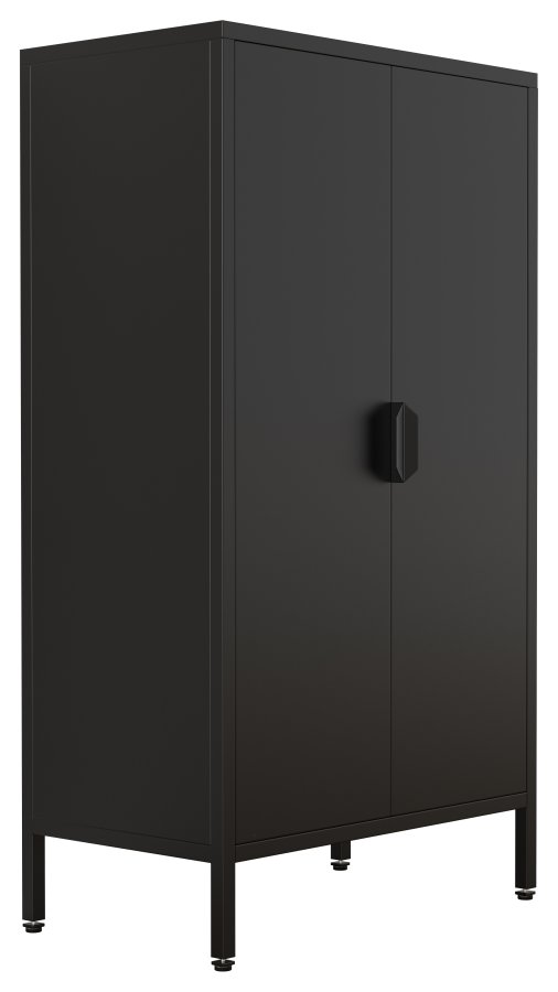 VCM NORDIC Flokas M Schrank, mit 2 Türen und 1 Einlegeboden – schwarzer Stahl