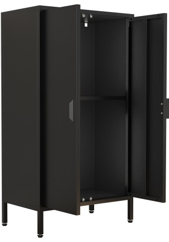 VCM NORDIC Flokas M Schrank, mit 2 Türen und 1 Einlegeboden – schwarzer Stahl