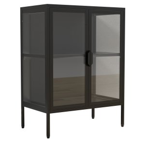 VCM NORDIC Floka S vitrineskap, m. 2 drer og 1 hylle - glass og sort stl