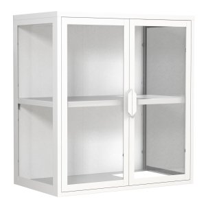 VCM NORDIC Flokas S vggskp, m. 2 drrar och 1 hylla - glas och vitt stl