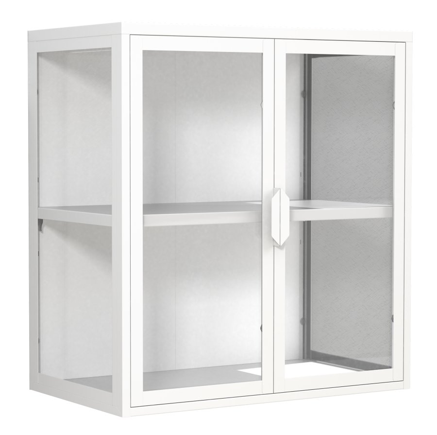 VCM NORDIC Flokas S Hängeschrank, m. 2 Türen und 1 Einlegeboden - Glas und weißer Stahl