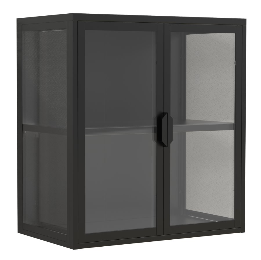 VCM NORDIC Flokas S Hängeschrank, m. 2 Türen und 1 Einlegeboden – Glas und schwarzer Stahl