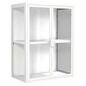 VCM NORDIC Flokas M vggskp, w. 2 drrar och 1 hylla - glas och vitt stl